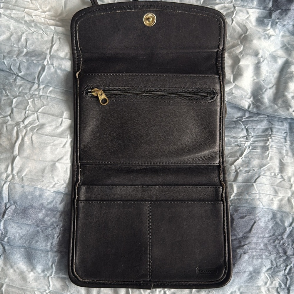 Coach Vintage Black Swing Wallet - 4843 Crossbody Leather Bag - Picture 8 of 11